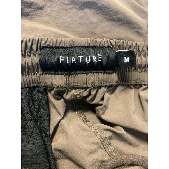 Feature Mens Brown Athletic Short Size Medium M Athleisure Training Pocket EUC - Picture 10 of 12